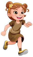 Running girl cartoon character