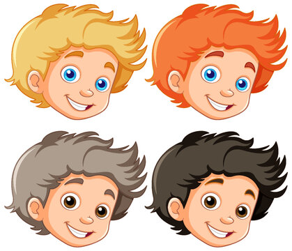 Collection of Different Boys Heads Cartoon Characters