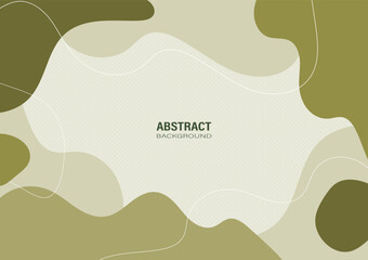 Abstract green and khaki color with organic shapes on a dot pattern and earth-tone color background. Flat design and decorate with white lines for the banner template.