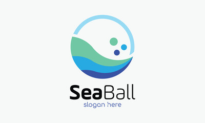 Logo vector nature concept sea water wave ocean blue style design holiday icon