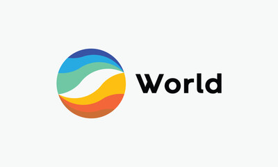 World circle ball round logo vector minimalist design concept geographic globe planet earth concept ecology
