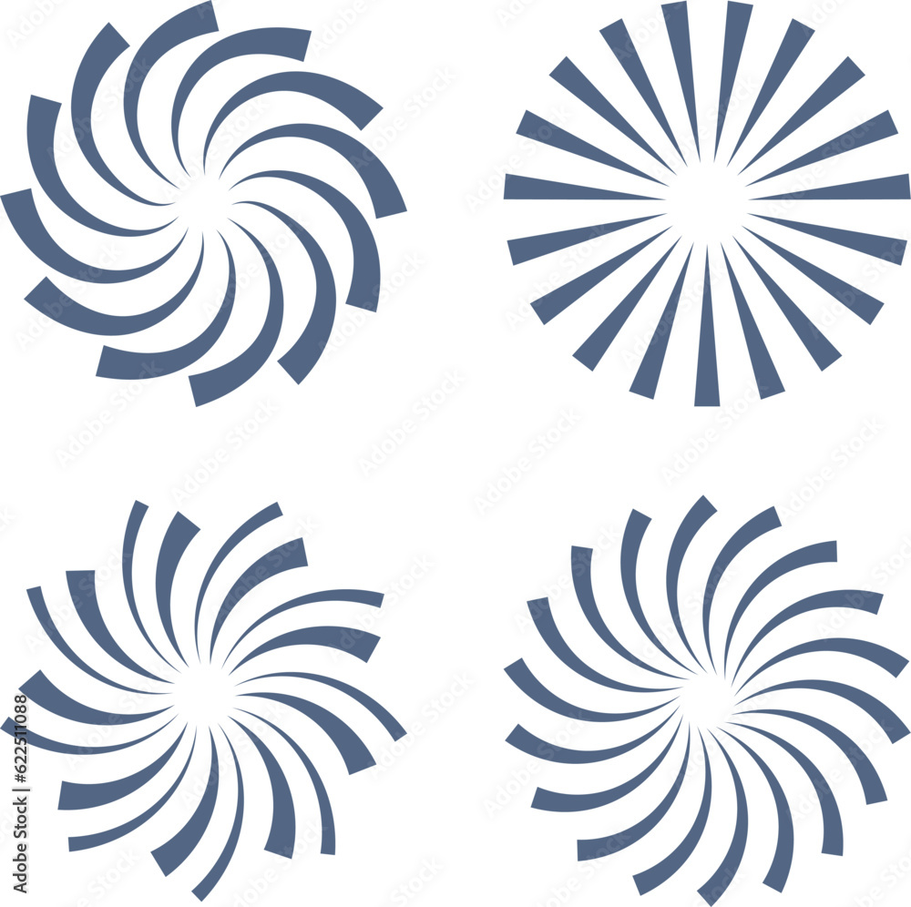 Poster blue twisting motion spiral circle elements vector set