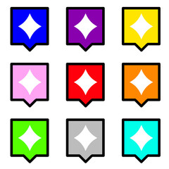 白いキラキラ1と中がカラフルな四角い吹き出し　9個セット