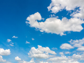 clouds and blue sunny sky,  white clouds over blue sky, Aerial view,  nature blue sky white cleat weather.