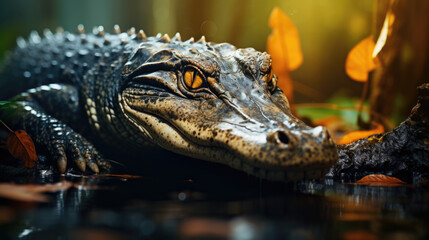 Obraz premium close up of a crocodile. Generative AI