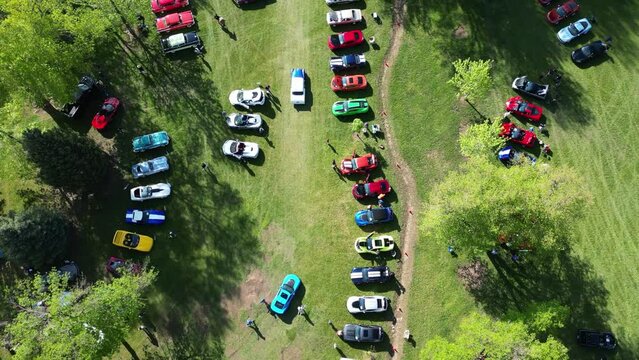Aerial View Of Chevrolet Cars Displayed Outdoor. Top of the Rockies Corvette, Show Us Your Chevy Car Show.
