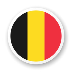 Fototapeta premium Flag of Belgium flat icon. Round vector element with shadow underneath. Best for mobile apps, UI and web design.