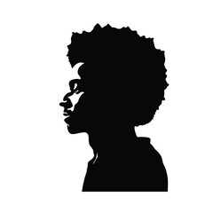 Black man with afro hair silhouette. Side view of African American man with natural hair, vector illustration