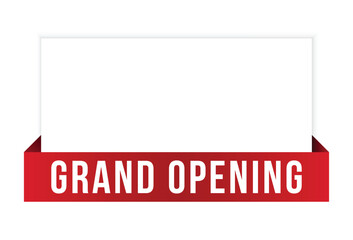 Grand Opening message on ribbon banner. Vector illustration.