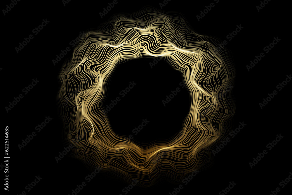 Aufkleber abstract circle lines wave gold gradient light isolated on black background. vector in concept luxur