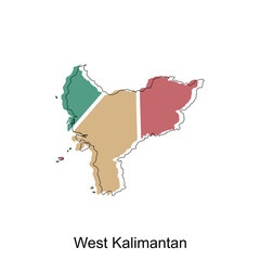 Map of West Kalimantan colorful modern geometric with outline design, element graphic illustration template