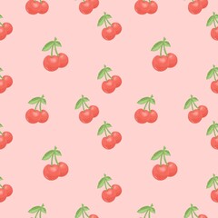 Cherry on a pink background