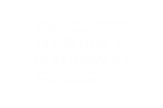 Digital png illustration of training and development text on transparent background