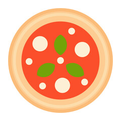 シンプルなマルゲリータピザのカラーアイコン。ベクターイラスト。