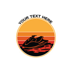 Jet ski emblem and label design vector isolated
