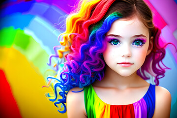 rainbow pretty girl,
generative AI
