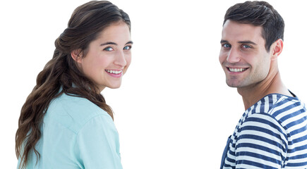 Digital png photo of happy caucasian couple smiling on transparent background