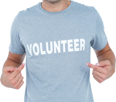 Digital png photo of midsection of caucasian male volunteer on transparent background