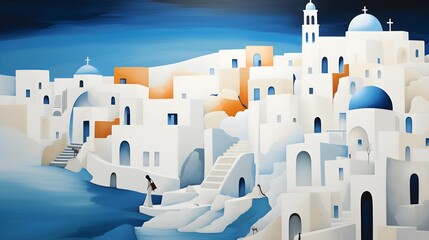 Santorini in greece abstract visions