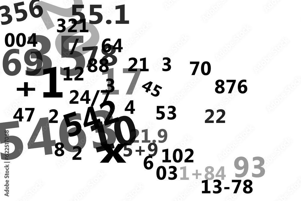 Poster digital png text of numbers and maths symbols on transparent background