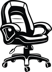 Computer Chair Logo Monochrome Design Style