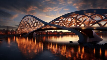Obraz premium Iconic bridge serving as a landmark, spanning majestically across a river.