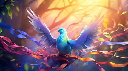 Vibrant painting capturing the majestic beauty of a bird in flight