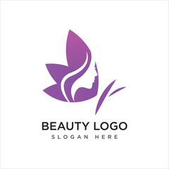 Beauty logo vector design on purple color.