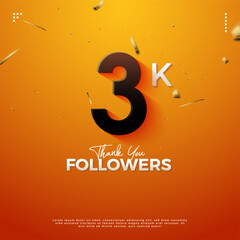 3k followers with transparent number illustration. design premium vector.