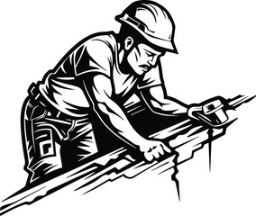 Obraz na płótnie Canvas Construction Work Demolition Logo Monochrome Design Style