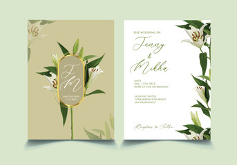 simple pastel watercolor wedding invitation template vector
