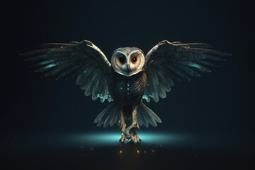 An owl that is a futuristic machine of the future world. Bird. Wildlife Animals. Illustration, Generative AI.