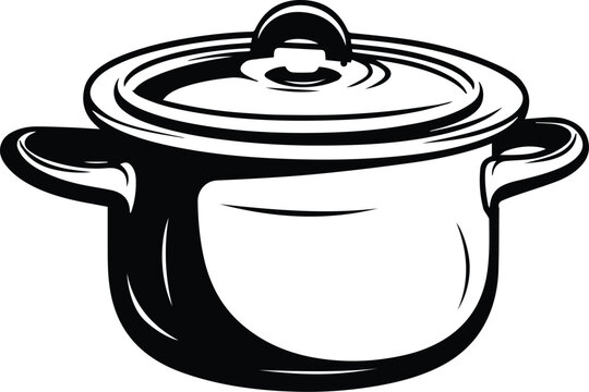 Cooking Pot Logo Monochrome Design Style