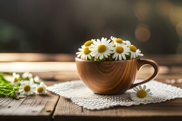 Obraz na płótnie Canvas cup of tea with chamomile