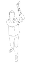 One continuous line of a Lumberjack. Thin Line Illustration vector concept. Contour Drawing Creative ideas.