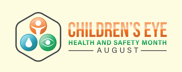 Children's Eye Health and safe month, August vector illustration