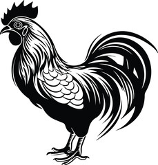 Fototapeta na wymiar Cornish Chicken Logo Monochrome Design Style