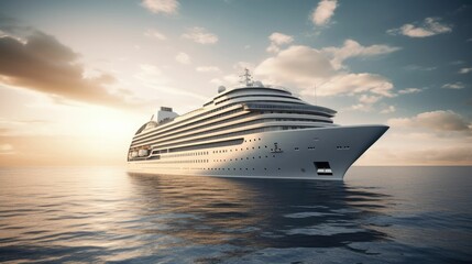 view large cruise ship at sea - obrazy, fototapety, plakaty