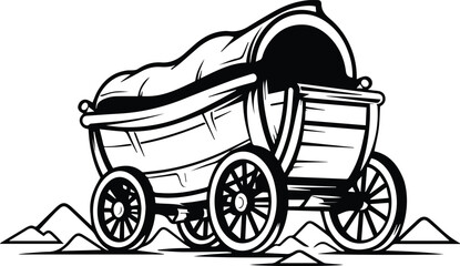 Fototapeta na wymiar Covered Wagon Logo Monochrome Design Style