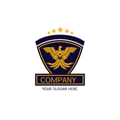 bird emblem with star luxury company logo vector template