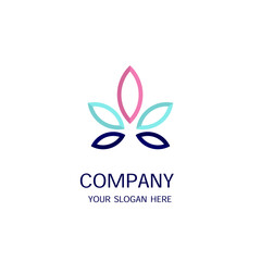 Obraz premium Leaf monoline company logo vector template