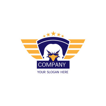 emblem eagle with wings and star modern flat company logo vector template