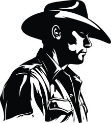 Cowboy Logo Monochrome Design Style