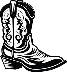 Cowboy Boot Logo Monochrome Design Style