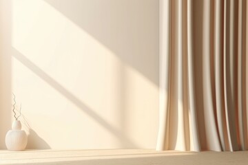 Abstract Interior with Modern Curtain