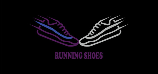 Vector sports shoes with colored outlines