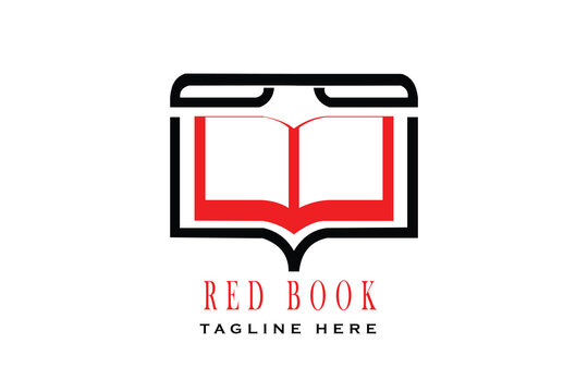 book logo with red and black outline, suitable for use for store and library logos