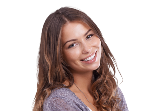 Happy, portrait and girl with natural beauty, confidence or college student on isolated, transparent or png background. Smile, face and woman with skincare, cosmetics or makeup in dermatology salon