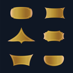 Vector golden ribbon paper banner icon design collection. Gold ribbon label icon pack