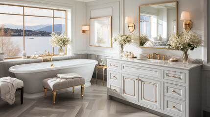 3D Render Creating a Beautiful and Relaxing Clean Home: Design for the Bathroom Ideas and Resident's Relaxation in Day Light